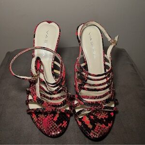 Via Spiga strappy python heeled sandals
